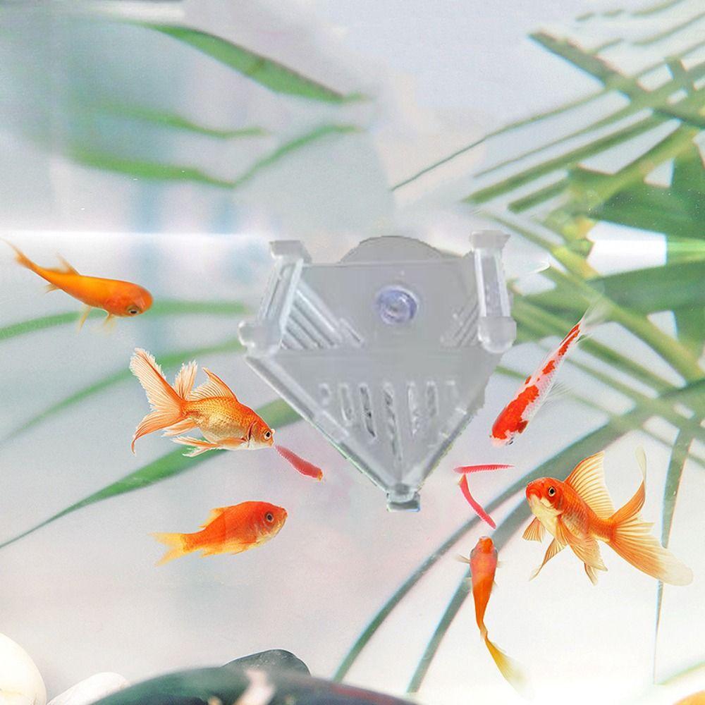 Acrylic Red Blood Worm Fish Feeder Clear Hanging Water Planting Cylinder Cup Mini with Suction Cup Red Worms Plant Cup