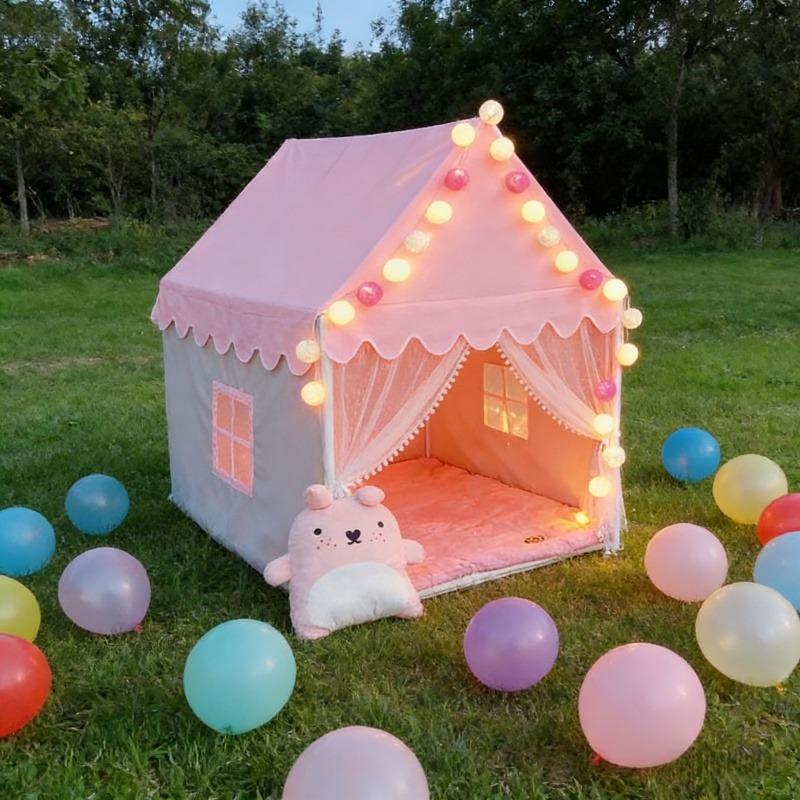 Foldable Portable Children Tipi Tent Large Pink Princess Party Castle Girls Play House Baby Room Decor Kids Gift Play Supply