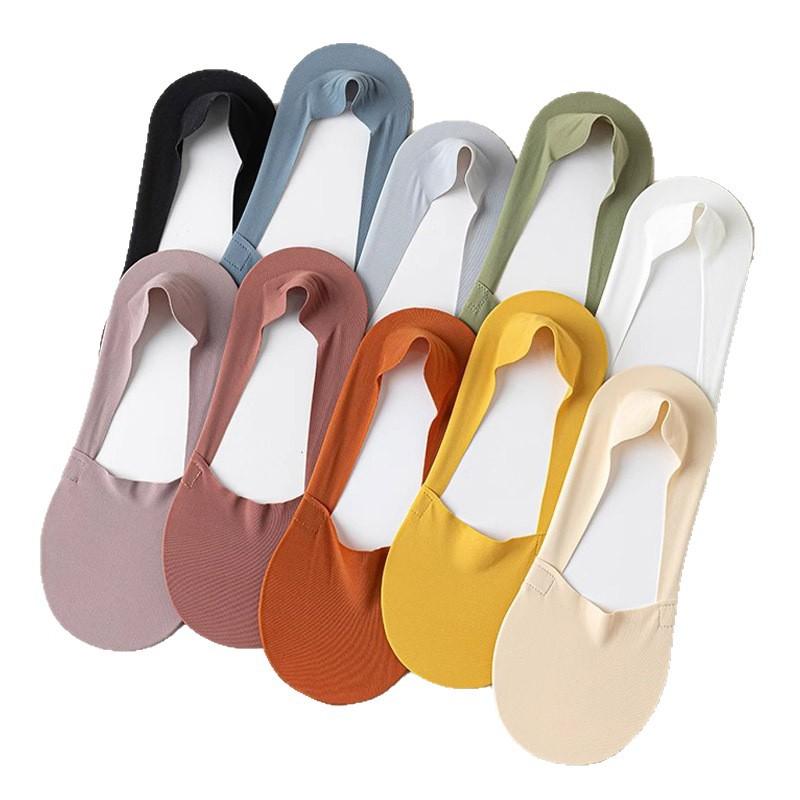 Plus Size Female Summer Thin Non Slip Non Slip Heel Shallow Mouth Invisible Ice Silk Boat Socks