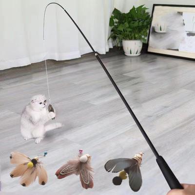 Insect Shape Cat Teaser Stick Replacement Toy Interactive Pet Feather Toys for Cats Gotas Kedi Sphynx Mascotas Tease Accessories