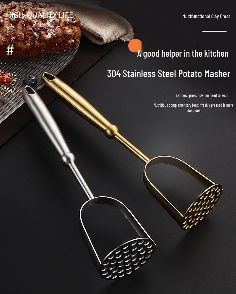 Stainless Steel Manual Masher for Potatoes, Pumpkins, and Baby Food