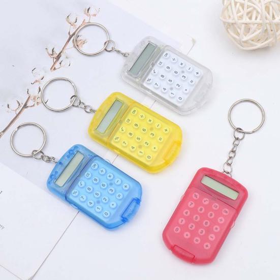 Portable Mini Flip Calculator Hanging Pendant Keychain Keyring Key Holder Gift