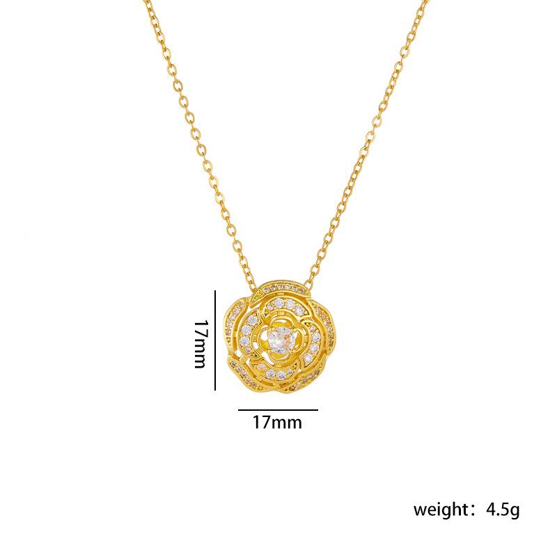 

Elegant Hollow Flower with Zircon Pendant Necklace Stainless Steel Chain Jewelry Gifts for Women Teen Girls