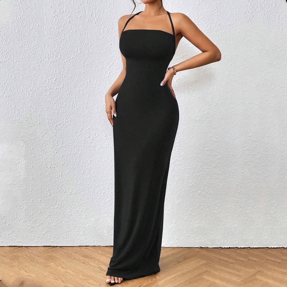 Šaty bez rukávů na ramínka plus size vintage novinka pro ženy ležérní dlouhé letní šaty