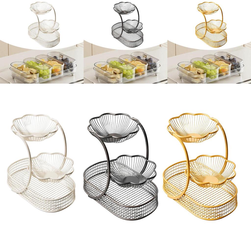 Multi Layer Fruit Rack Metal Vegetable Holder Organizer with Tiered Bowl Design for Kitchen Counter Top and Home Decor