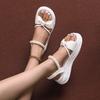 Beaded muffin sole sandals summer new bow style sandals outer size large size women's shoes