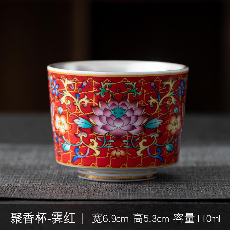 Enamel Crane 999 Pure Silver Inner Liner Tasting Kung Fu Tea Cup Gift Box Set Can Be Gold Stamped with LOGO