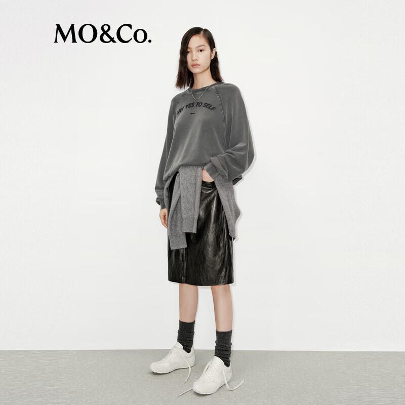 

MO&Co. 2024 Winter Washed Cotton Letter Print Sweatshirt M 165