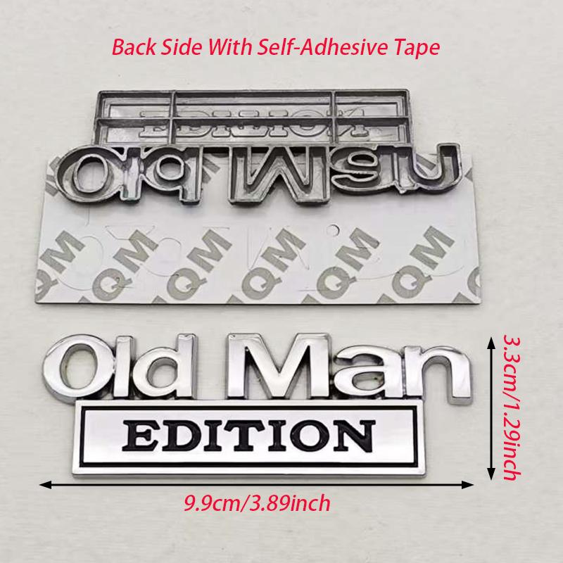 Old Man Edition 3D Emblem Sticker Badge Fender Funny Decals Car Truck Replacement Door Decoration for Universal Car SUV