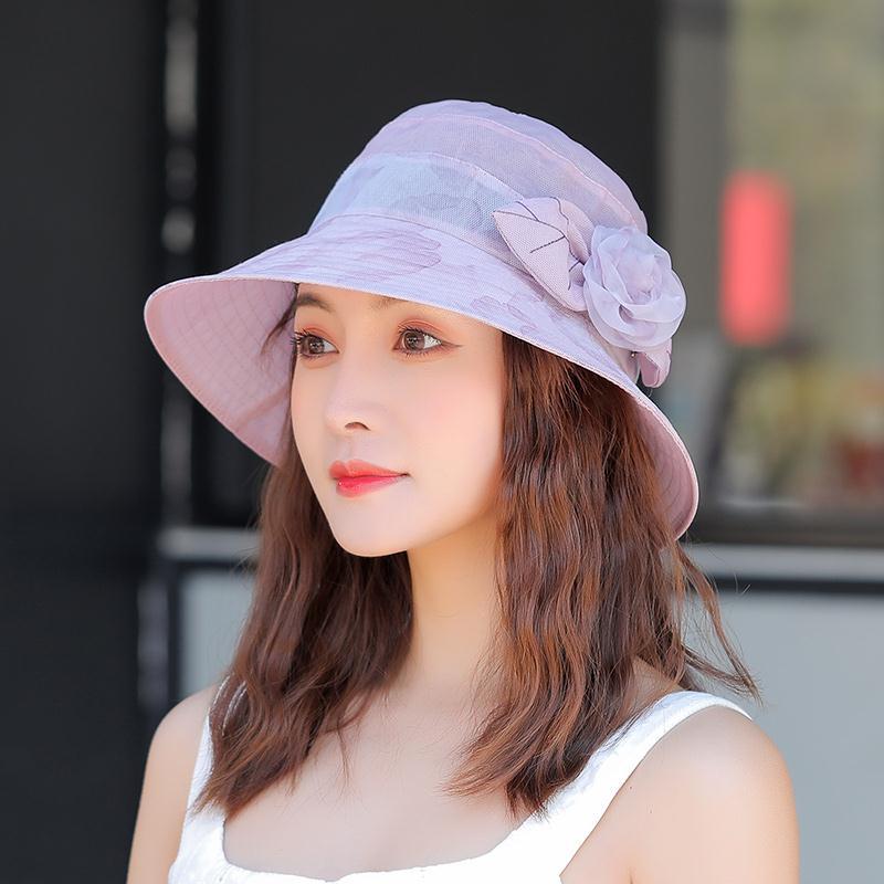 

Новая летняя шляпа от солнца, женская универсальная шляпа-ведро с цветочным узором, дышащая тонкая шляпа от солнца для мам, солнцезащитный крем для путешествий Adjustable светло-розовый