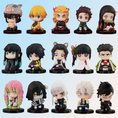 In Stock Demon Slayer Figure Toy Anime Kimetsu No Yaiba Q Version Sitting Tanjiro Nidouzi Inosuke Zenizu PVD Figurine Doll Gifts