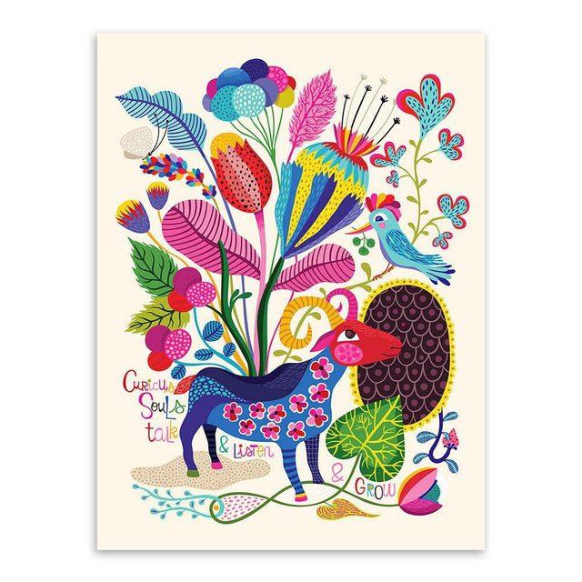 Nordic Modern Minimalist Paintings Hipster Cute Animal Alpaca Frameless Painting Decorative Painting Cuadros Decoracion Salon