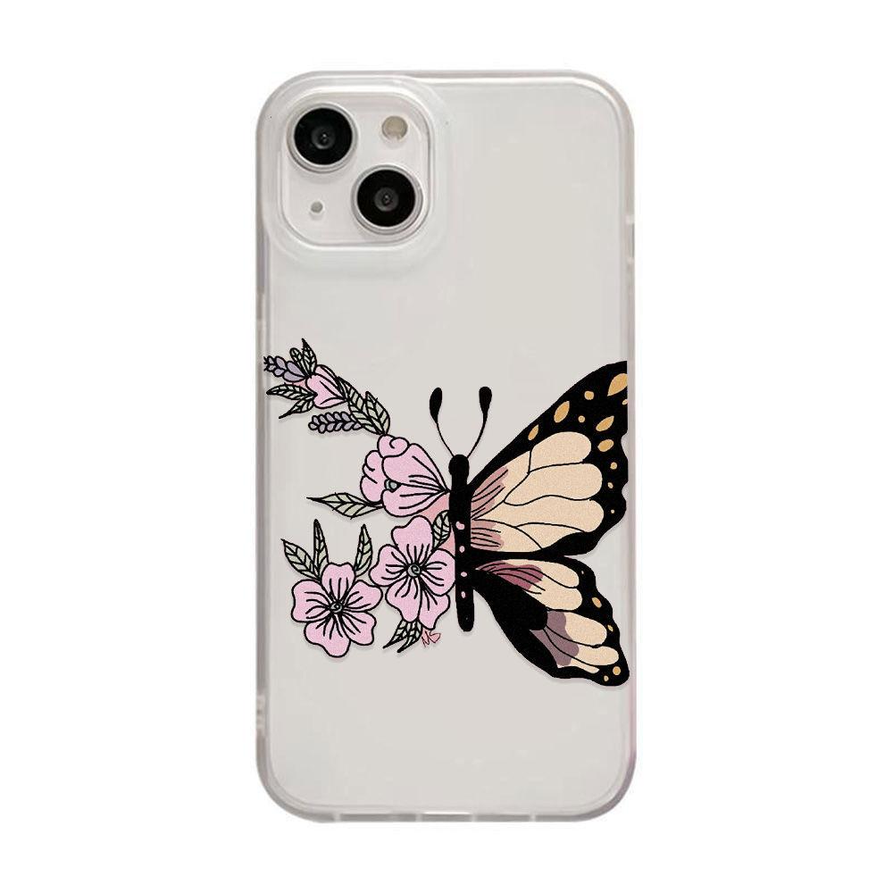 Flower butterfly for iPhone17promax Apple 17 matte large hole mobile phone case 16/15 anti-drop 14Pro