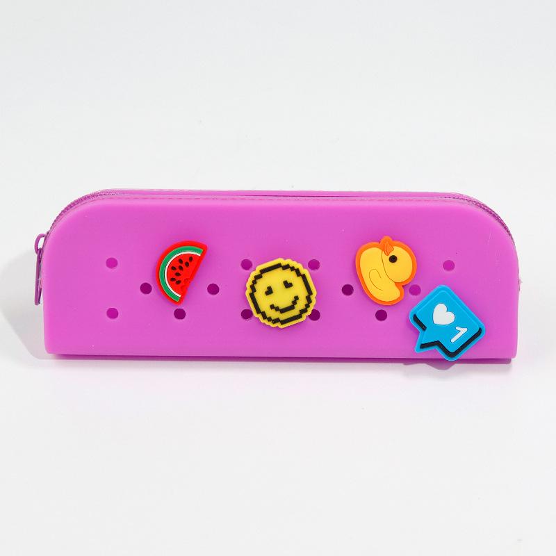 Милый мультяшный силиконовый пенал - Вместительный пенал-коробка для школьных принадлежностей для детей фиолетовый