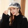 Chapeau d'automne et d'hiver Chapeau octogonal à carreaux rétro britannique pour femmes Casquette tendance Chapeau thermique