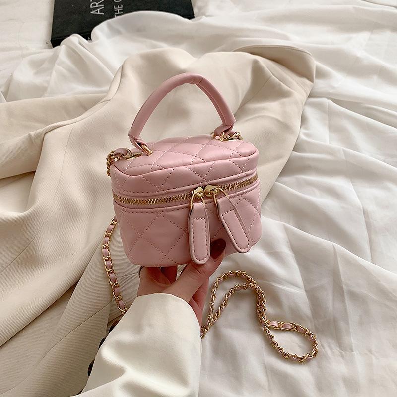 Small Fragrance Fashion Makeup Bag Cross body Handbag with Lipstick and Earphone Pocket for Women