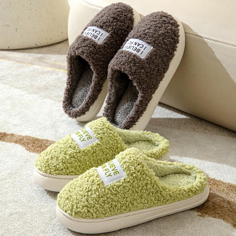 Winter new cotton slippers for home use comfortable warm non-slip cotton slippers thickened soft bottom outer wear cotton slippers