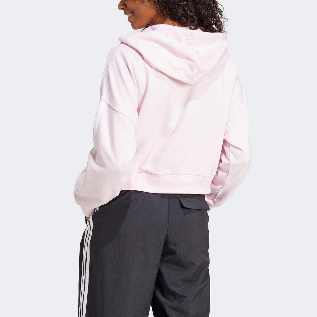 adidas Sport Performance Essentials Kapuzen-Langarm-Sweatshirt mit Streifen und halbem Reißverschluss Damen Sweatshirt Rosa JN1943
