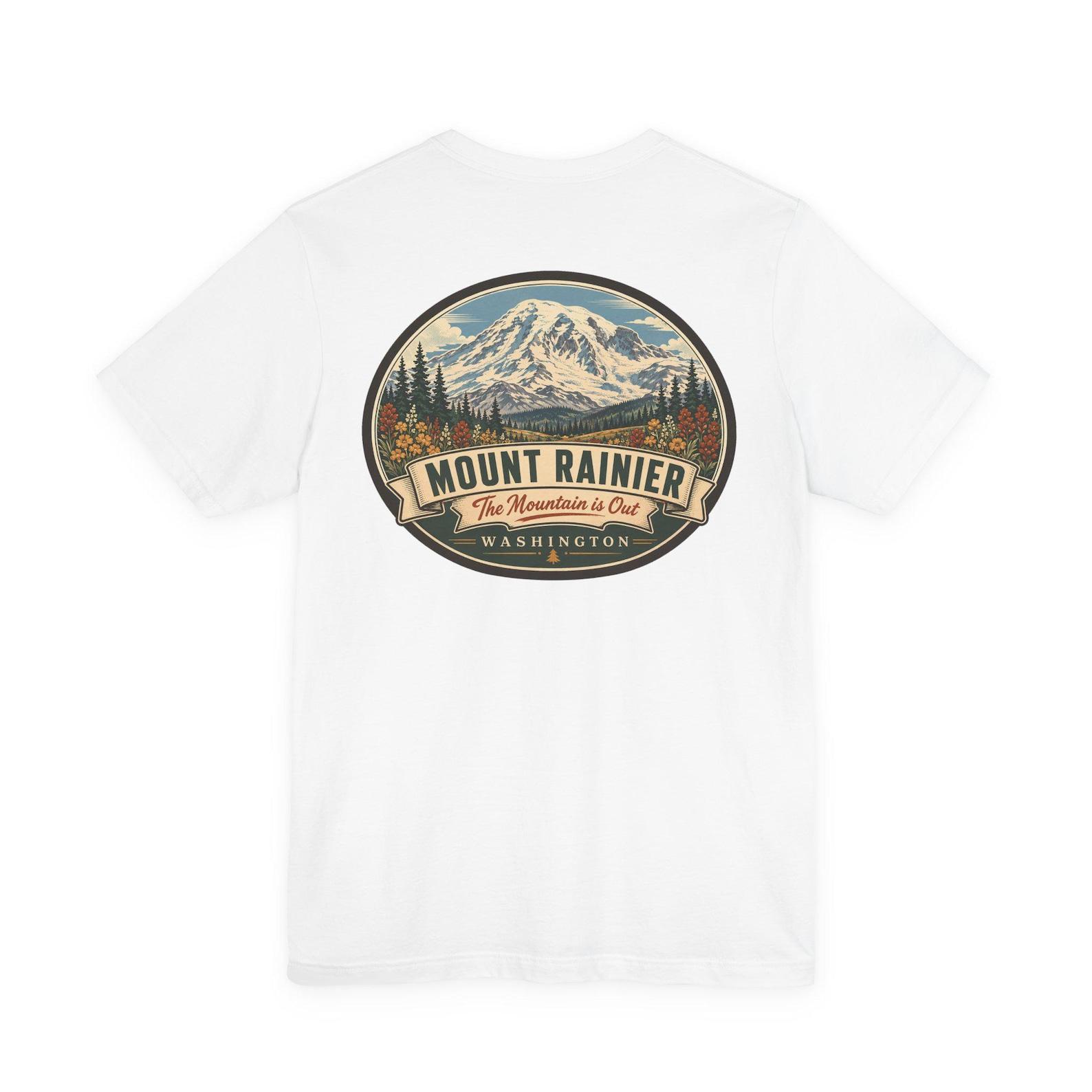 Mount Rainier - Mid Century National Park T-Shirt | Retro Washington Mountain Graphic Tee | Vintage Travel Souvenir Shirt S