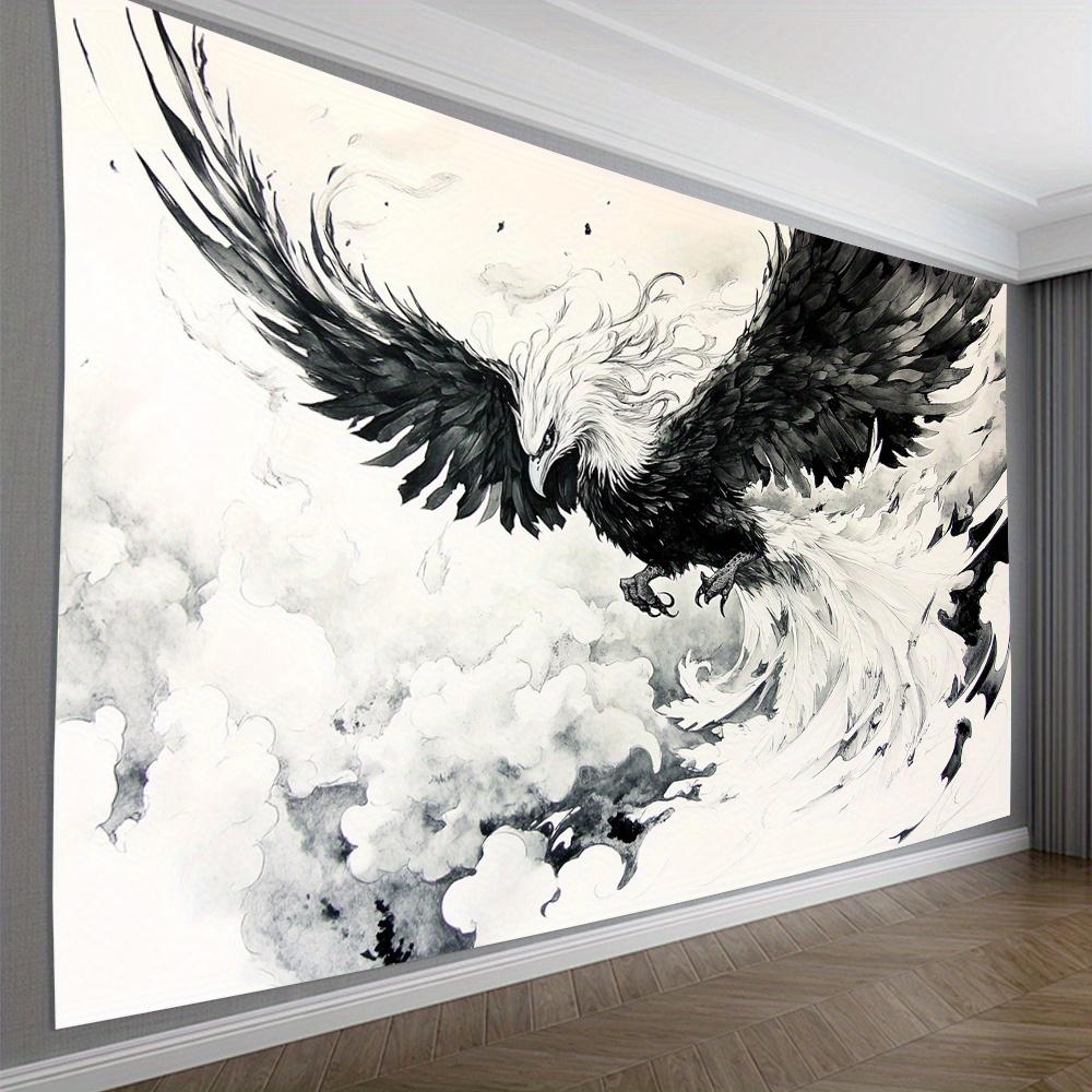 

1pc Majestic Phoenix Wall Tapestry InkStyle Polyester Hanging Decor No Feather Universal Elegance for Living Room Bedroom 74x94cm(29x37in)