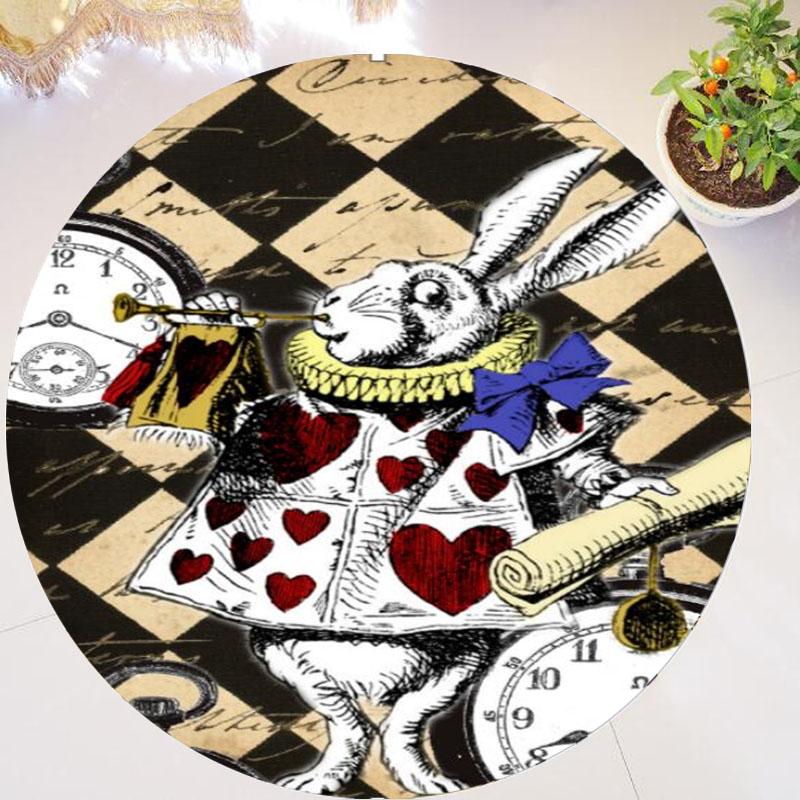 Cool Cheshire Cat Round Rug Carpets for Living Room Alice In Wonderland Area Rug Floor Mat Rubber Chair Kid Girl Room Decor Gift