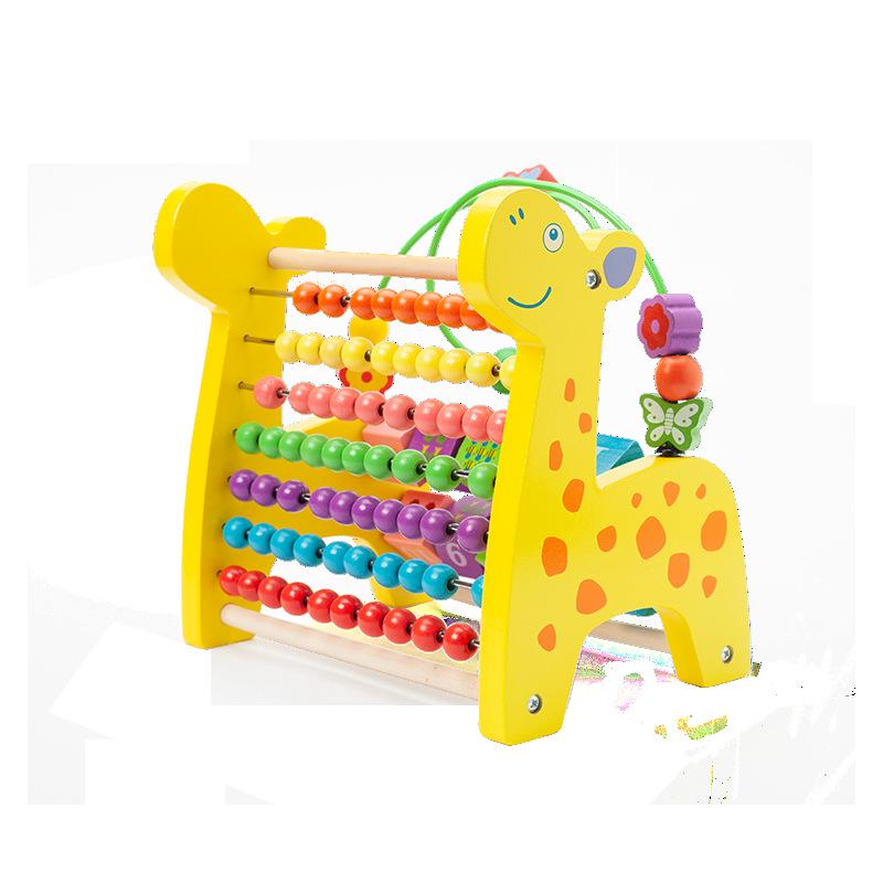 Wooden Animal Fruit Beads for Kids: Early Education, Hand-Eye Coordination Building Blocks Toy