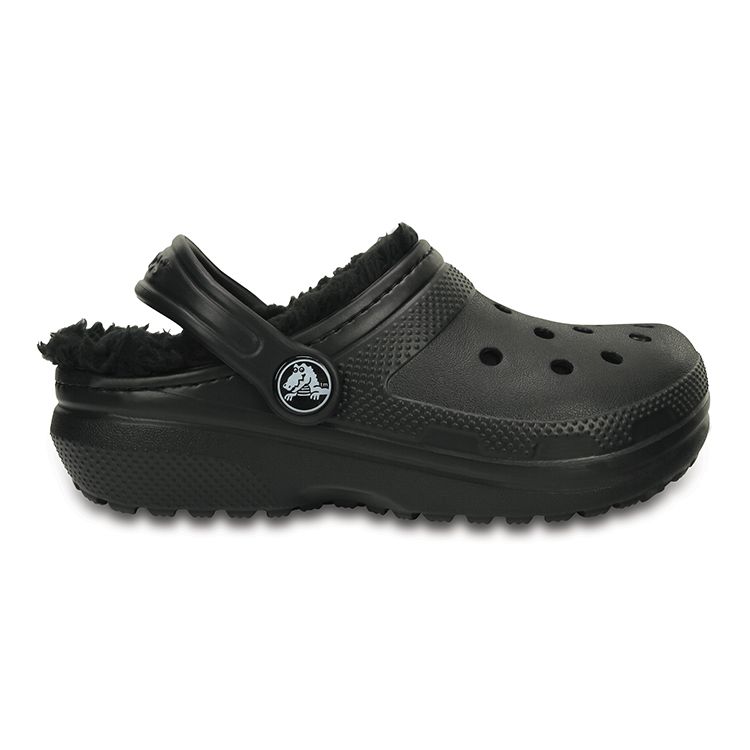 Crocs Classic Warm Comfortable Classic Fuzzy Clogs Kids Sandals Black 203506-060