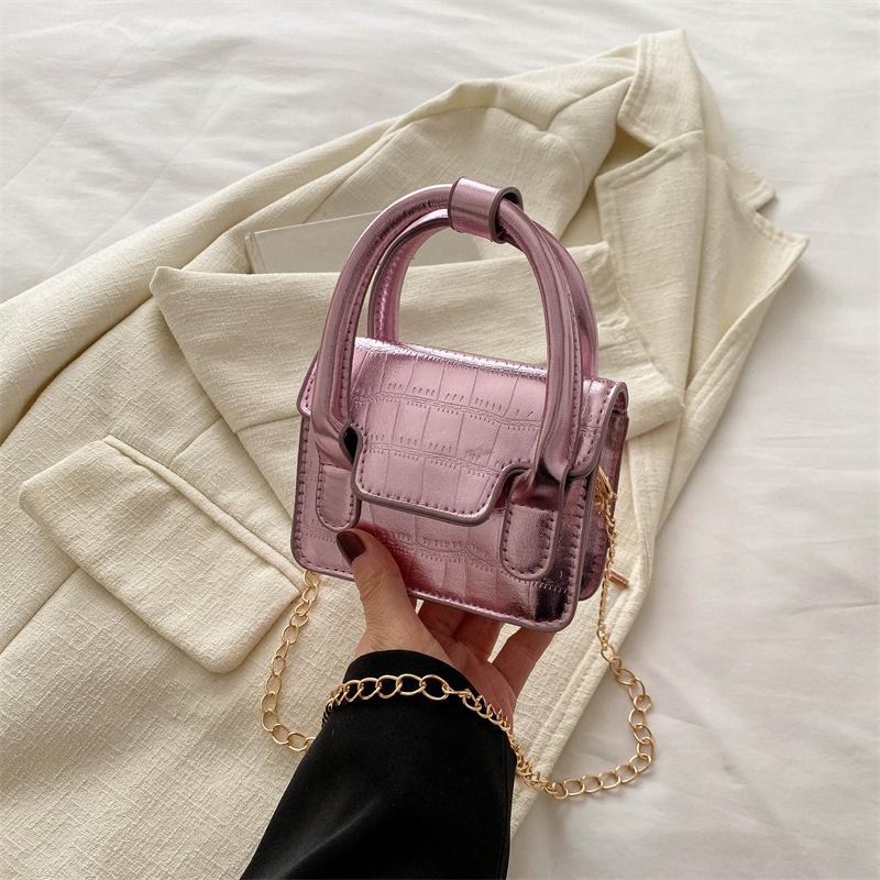 

Fashionable simple small square bag 2025 summer new fashion trend single shoulder stone pattern shiny crossbody bag is popular this year фиолетовый