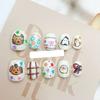 Cartoon Rilakkuma Short Square Round Handmande False Nails Cute Animal Bear Cat Dog Strawberry Bow Press On Nails Christmas Gift