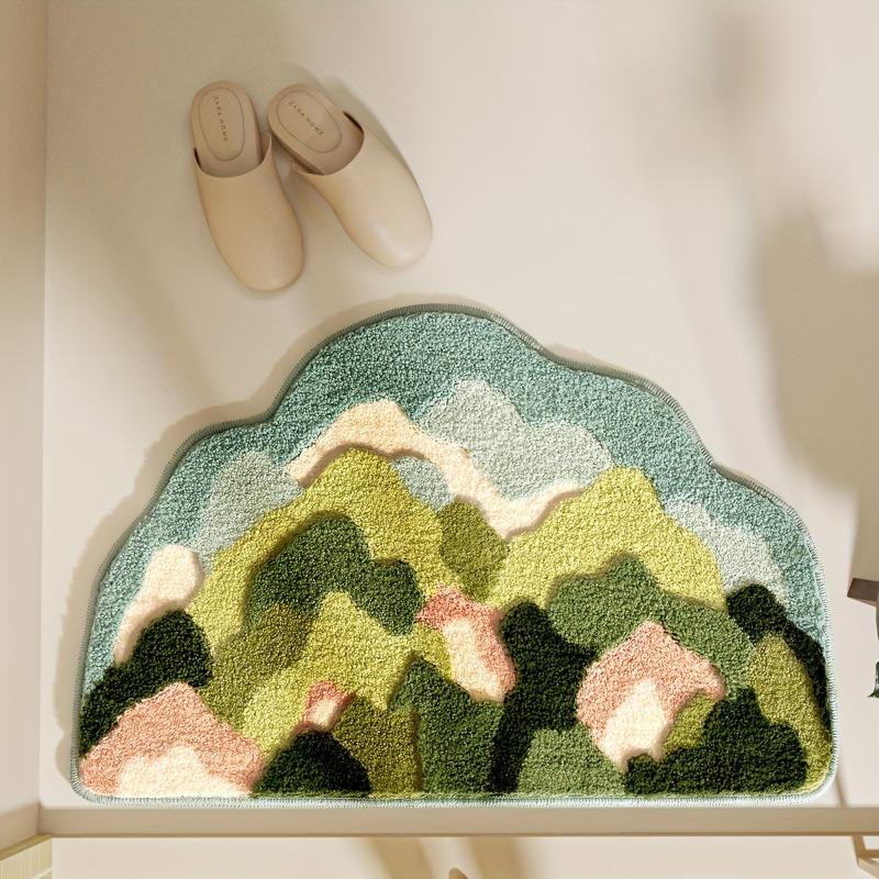 Bathroom Floor Mat Moss Shaped Irregular Thickened Super Absorbent Bathtub Carpet Machine Washable Comfortable Non Slip Bath Rug