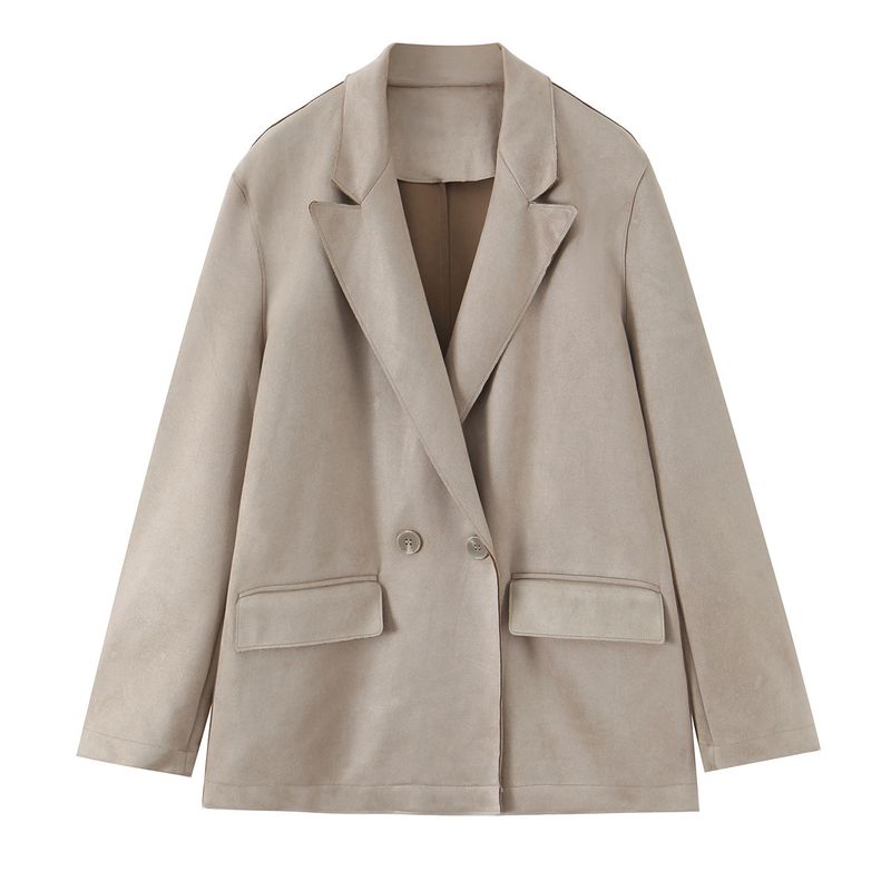

Осень Новая Женская одежда 2025 Мода Западный стиль Простые Блейзеры с эффектом замши 3046271 Beige L