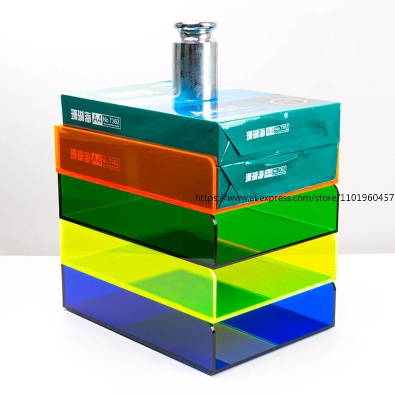 Color Desk Letter Tray A4/A5 Size Clear Acrylic Stackable Document Organizer Office Desktop File Paper Holder Book Storage Rack