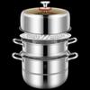 Huoxiang 28CM 3-Layer Stainless Steel Steamer