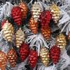 2Pieces Shimmering Pinecone Holiday Decorations Not Traditional Design Christmas Hanging Ornaments