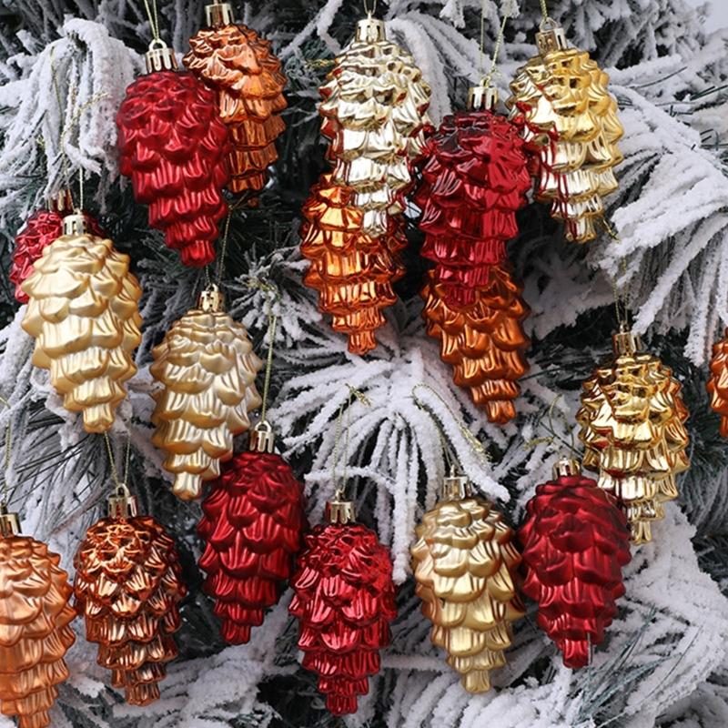 2Pieces Shimmering Pinecone Holiday Decorations Not Traditional Design Christmas Hanging Ornaments