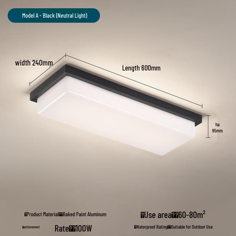 Super Bright Insect-Proof Outdoor Ceiling Light for Greenhouse, Balcony, Corridor, Eaves, Gazebo, Terrace, Foyer