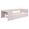 Low Bed 90*200cm, with Pull-out Bed, with Desk, Three Shelves on the Side of the Bed, Pink