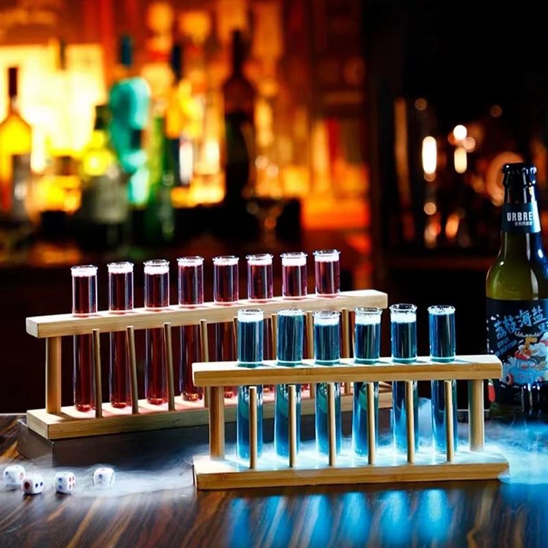 6-12 Pezzi Provette Bicchiere da Shot Rack in Legno per Provette Set Creativo di Bicchieri da Cocktail Accessori per Bar Feste