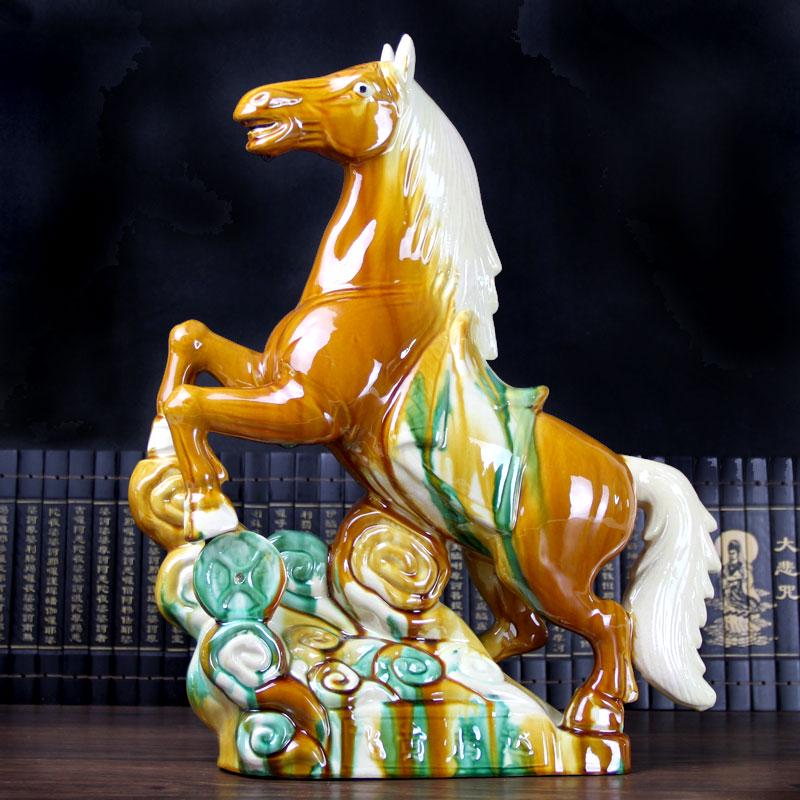 Керамическая статуэтка лошади Тан Саньцай - Большой китайский подарок для гостиной или настольного дисплея