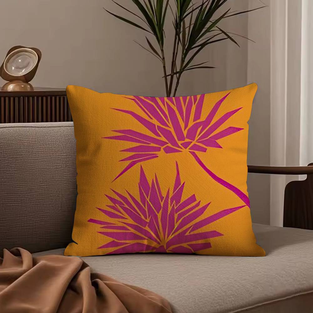 Colorful Flower Illustration Print Pillow Case Anti-dustmite Pillowcase Invisible zipper silky short plush Sofa cushion cover
