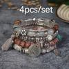 Bohemian Beaded Bracelet Set with Wing Pendant and Tassels