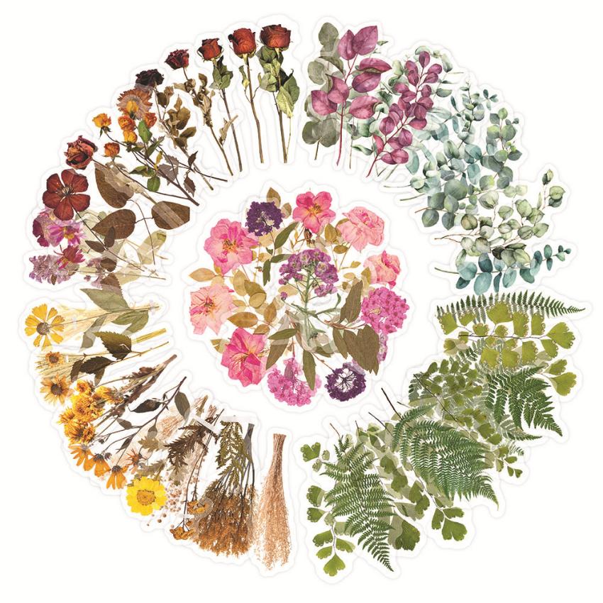 Plant Flower Floral Decorative Journaling Supplies Big Size Transparent Waterproof Cottagecore Stickers DIY Sticker 5 Styles