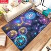 Glowing Dandelion Galaxy Area Rug, Neon Constellation Carpet for Living Room, Non-slip Starry Sky Floor Mat for Bedroom Decor