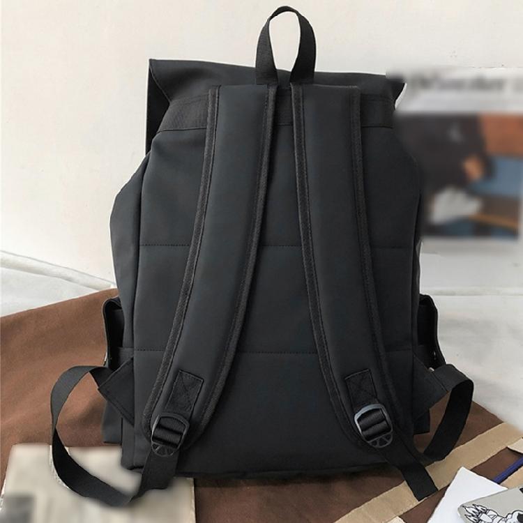 Versatile Student PU Backpack Water Resistant Large Flap Cover Drawstring Daypack School Book Bag for Daily Essential