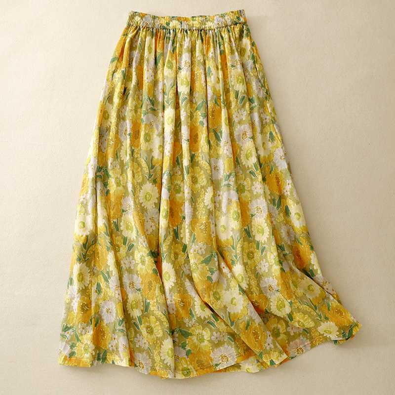Women's Mid-length A-line Skirt with Tight Waistband.