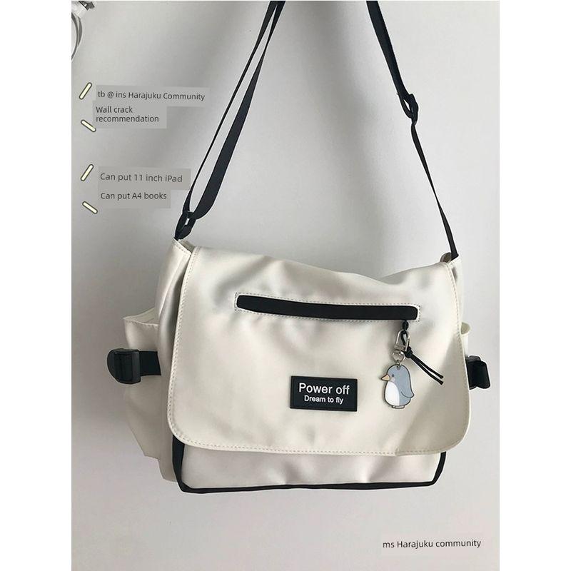 

Парка для студентов колледжа, мужская и женская, можно положить книги, японская сумка через плечо White with Black