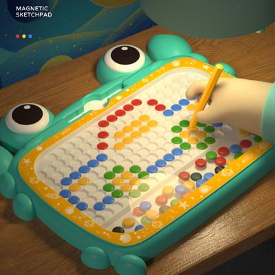 28CM Kids Magnetic Drawing Board 50PCS Bead Large Doodle Board with Pen Cute Crab Portable Erasable Montessori Education Toy
