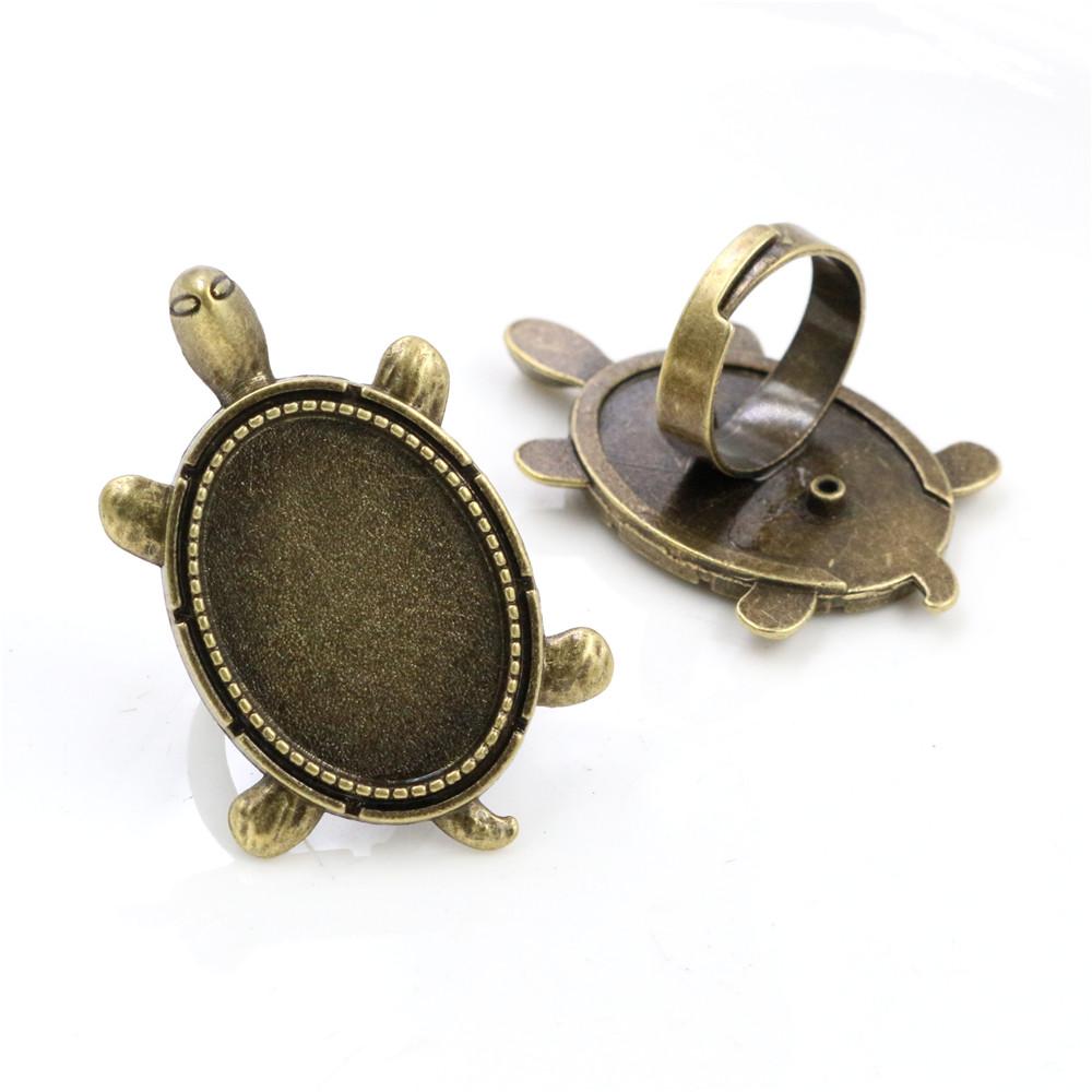 18x25mm 5pcs Antique Silver Plated/ Bronze/Black Brass Oval Adjustable Ring Settings Blank/Base,Fit 18x25mm Glass Cabochons