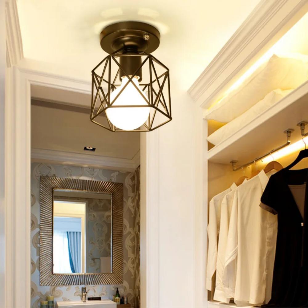 Modern Nordic Black Wrought Iron E27 Led Ceiling Lights for Kitchen Living Room Bedroom Study Balcony Restaurant Cafe Hotel