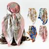 90cm Satin Printed Headscarf, Classic Floral Large Scarf, Women’s Shawl